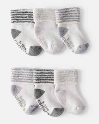 Product image 1 of Baby 6-Pack Striped Ankle Socks - White/Grey
