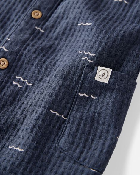 Product image 3 of Baby Textured Organic Cotton Romper in Waves
