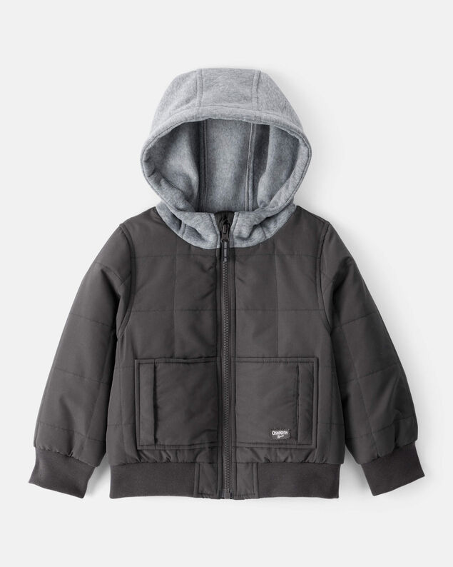 Product image 1 of Toddler Boy Long-Sleeve Midweight Quilted Bomber Jacket - Black
