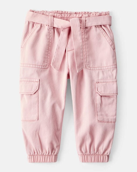  Product image 1 of Baby Girl Cotton Cargo Joggers - Pink