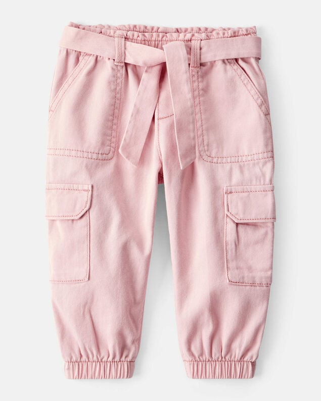 Product image 1 of Baby Girl Cotton Cargo Joggers - Pink