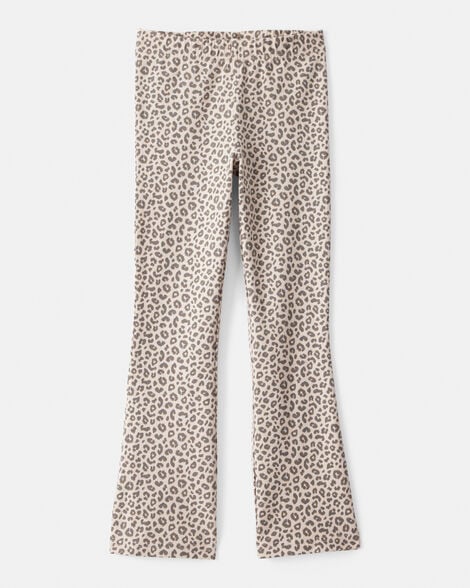 girls cotton leopard stretch flare leggings