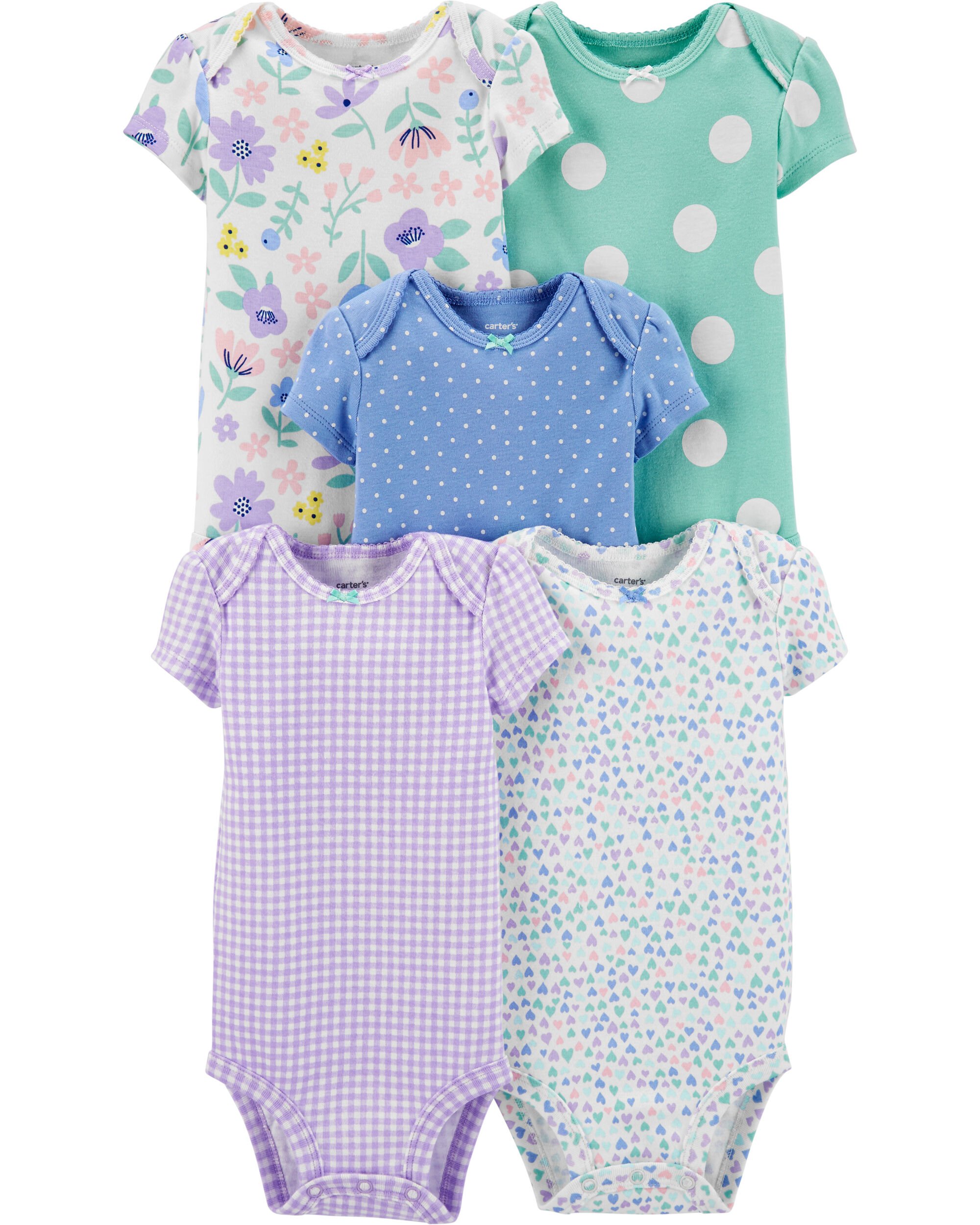 New Carter/'s 3 Pack Floral Pink Ruffle Sleeve Bodysuits Tops 9m 12m 18m Girls