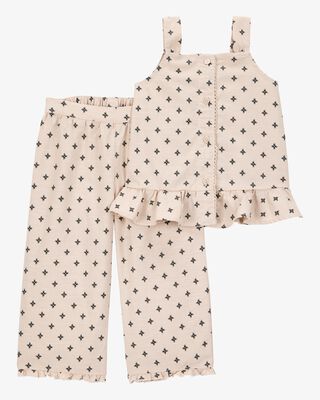 Product image 1 of Toddler 2-Piece Geo Print Button-Down Tank & Pull-On Pant Set - Tan