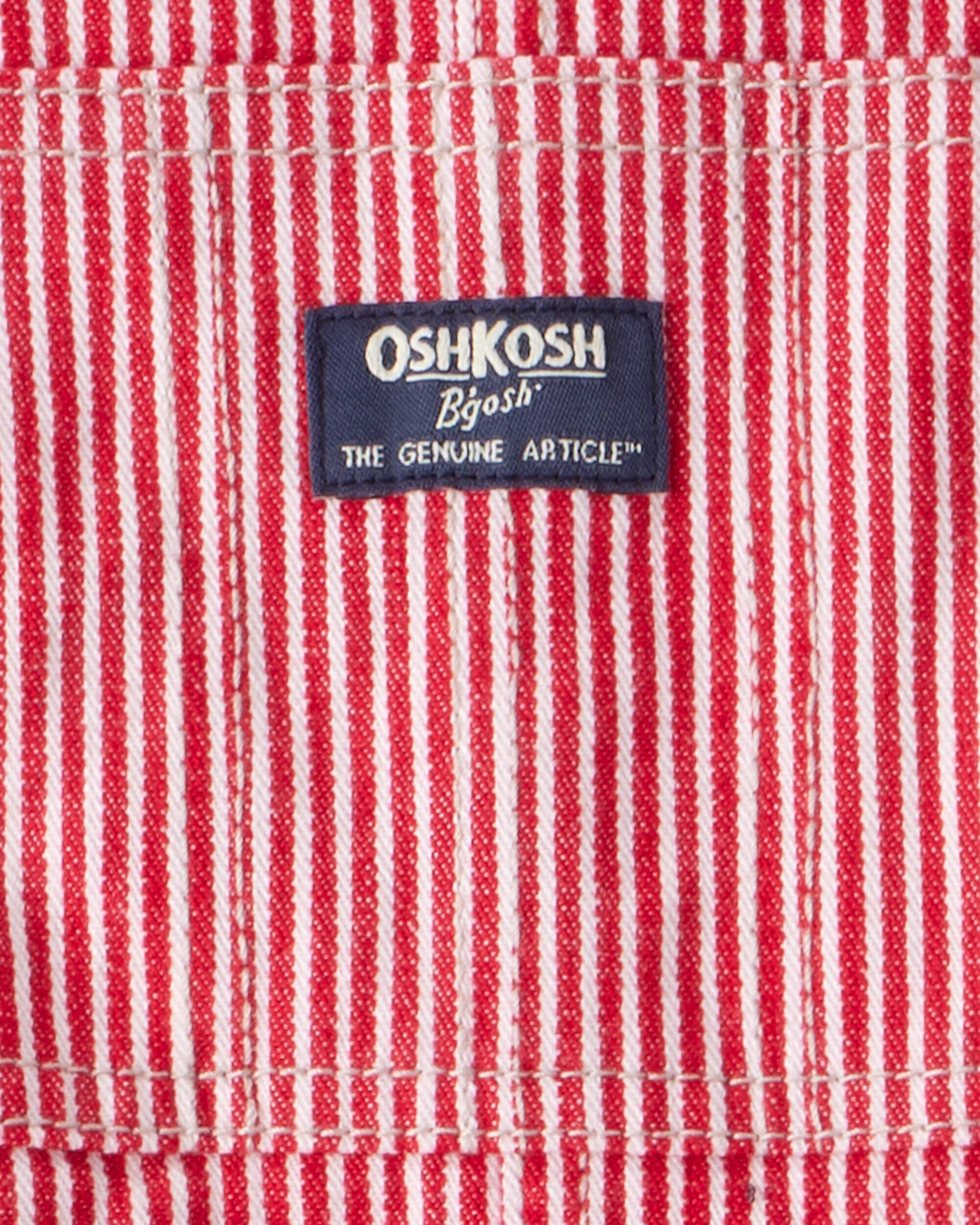 Toddler Boy Hickory Striped Overalls - Red