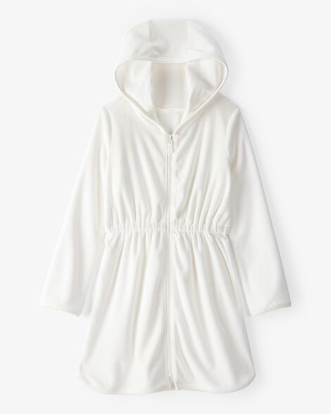 Product image 1 of Girls Hooded Terry Cloth Swim Cover-Up Dress - White