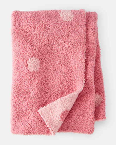 girls polka dot plush blanket - pink