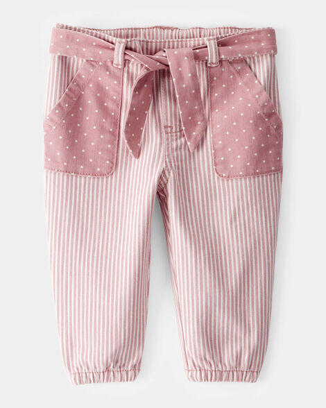  Product image 1 of Baby Vintage Inspired Twill Striped & Polka Dot Pants - Pink