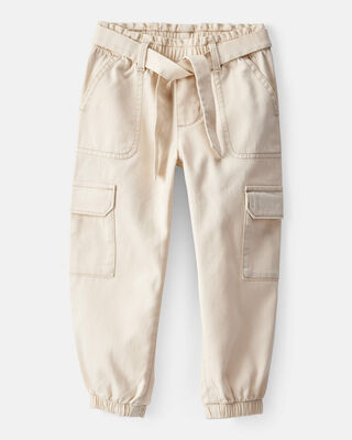 Product image 1 of Toddler Girl Cotton Cargo Joggers - Ivory