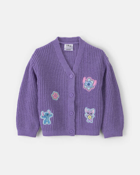girls disney© lilo & stitch cardigan sweater - purple