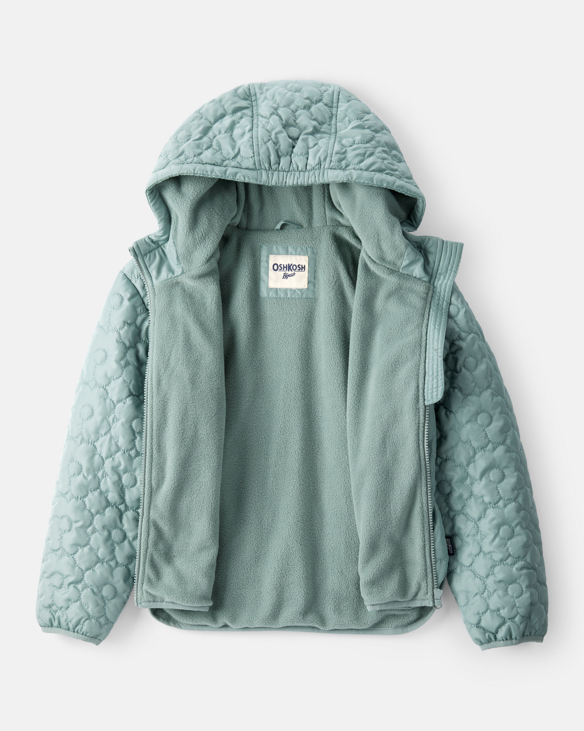 ジャケット・アウター HOODIE QUILTING COAT Girls Flowers Long-Sleeve Midweight Quilted Jacket - Green