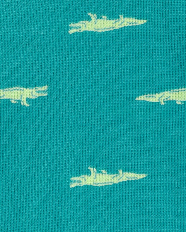 Product image 2 of Toddler Boy Alligator Print Loose Fit Waffle Knit 2-Piece Pajamas - Green