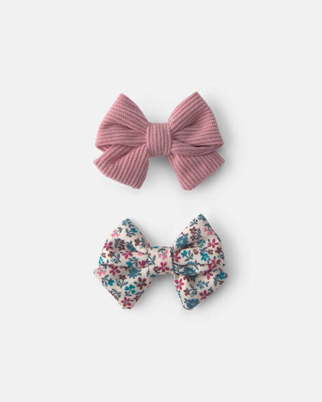 toddler girl 2-pack bow floral hair clips