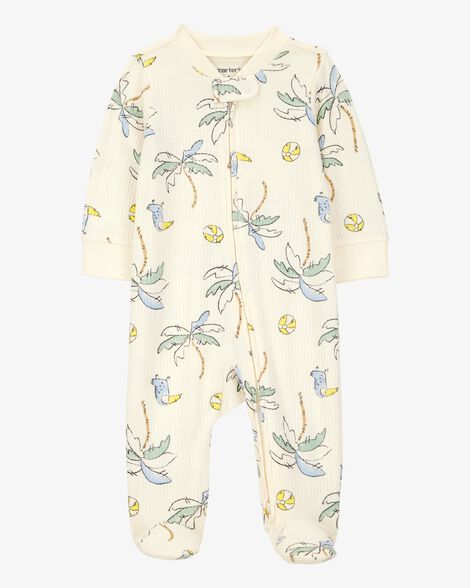  Product image 1 of Baby Palm Tree Print 2-Way Zip Sleep & Play Pajamas - Ivory