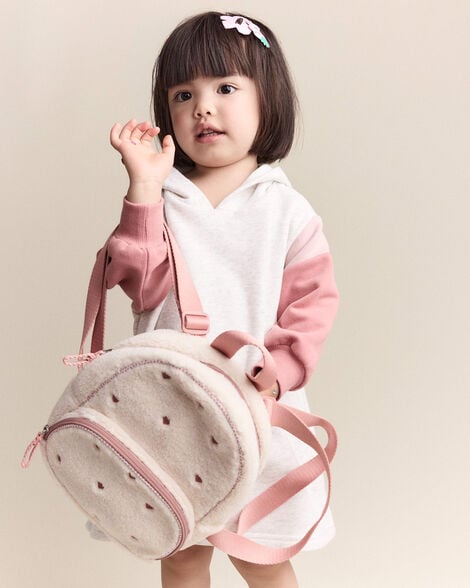 Heart Sherpa Backpack - Cream/Pink