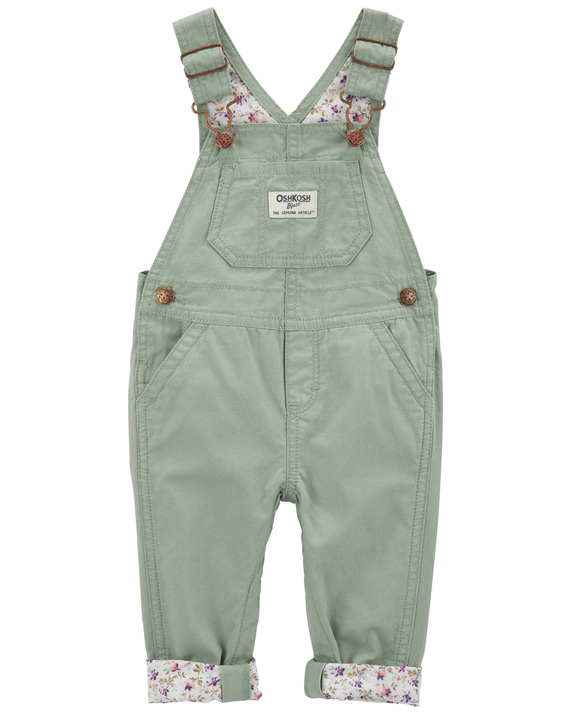 Baby Floral Lined Lightweight Canvas Overalls - OshKosh