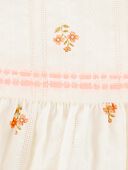 Floral - Baby Flutter Sleeve Seersucker Top - Cream, Selected