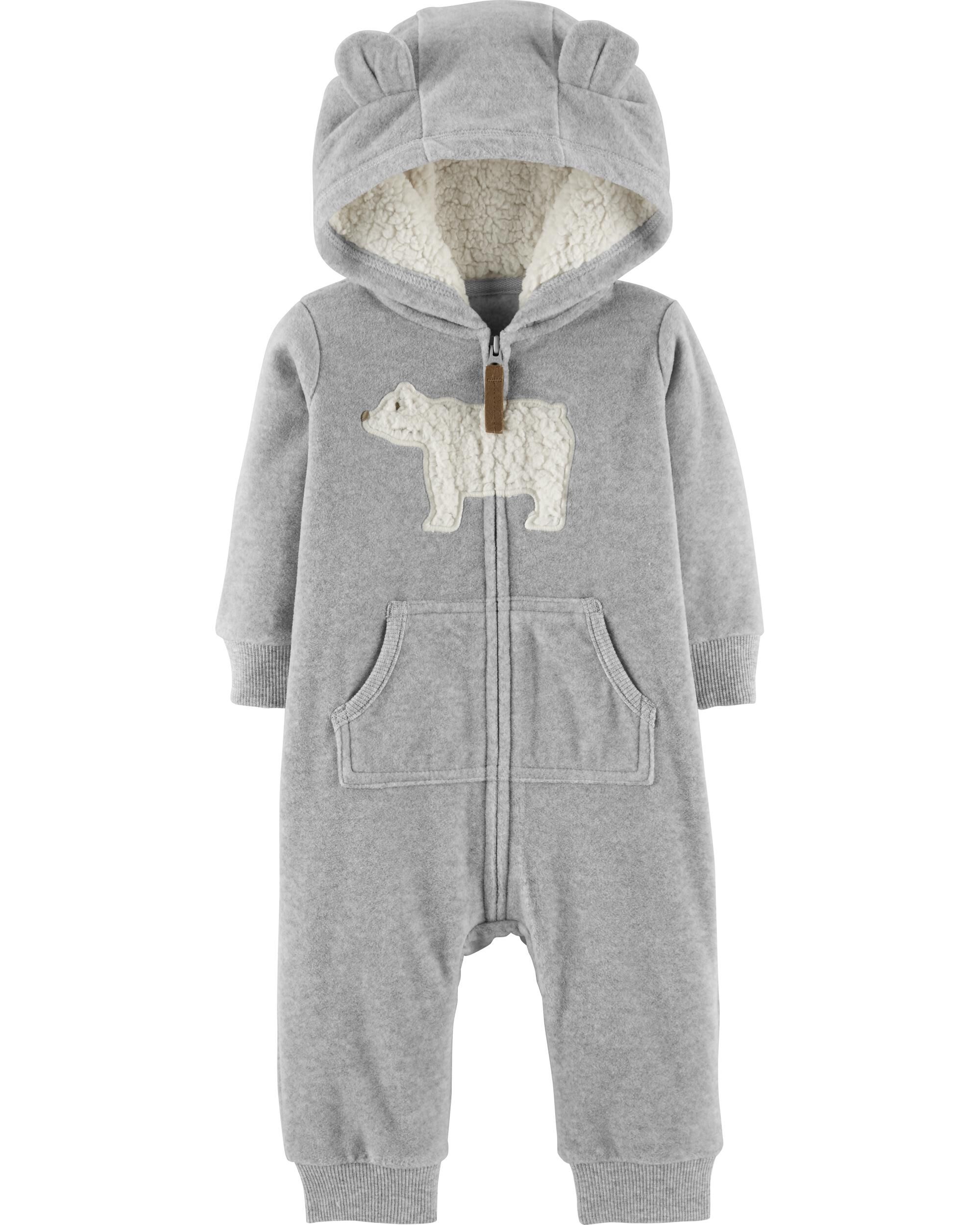 ZipUp Polar Bear Hooded Jumpsuit