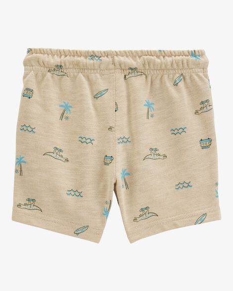  Product image 2 of Baby Beach Print Pull-On French Terry Shorts - Khaki