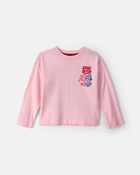 toddler girl 'sweet hearts club' disney© lilo & stitch valentine's day graphic top - pink