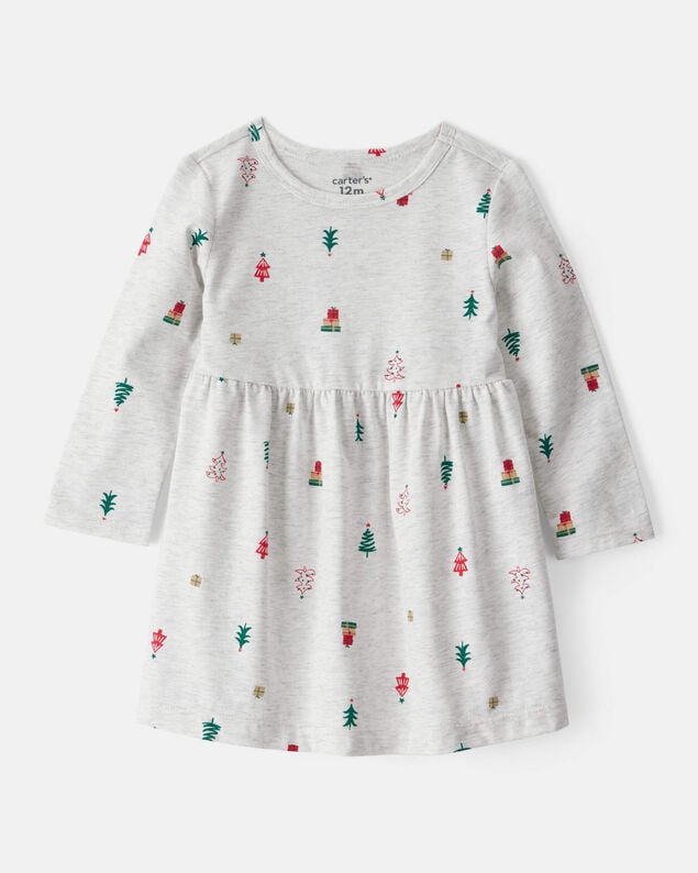 Baby Girl 3-Piece Thanksgiving Print Dress Set - White/Brown