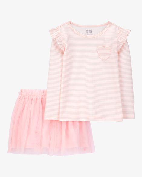  Product image 1 of Baby 2-Piece Striped Jersey Tee & Tulle Tutu Skirt Set