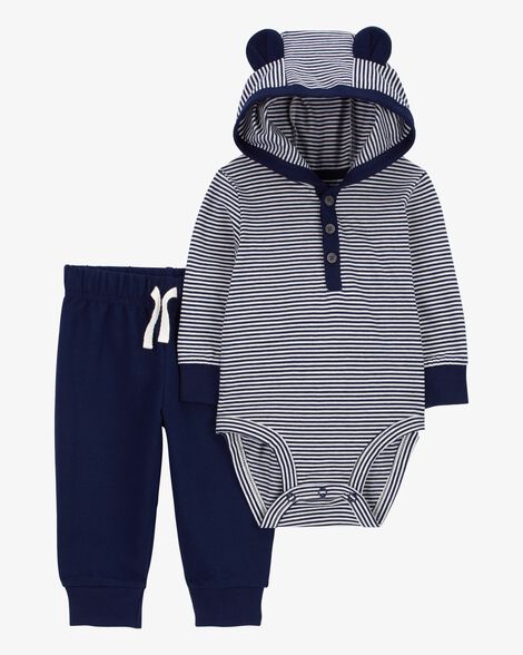 Product image 1 of Baby 2-Piece Hooded Bodysuit Pant Set