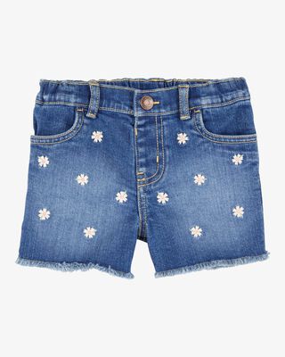 Product image 1 of Toddler Daisy Print Iconic Denim Short - Blue Ozone Wash