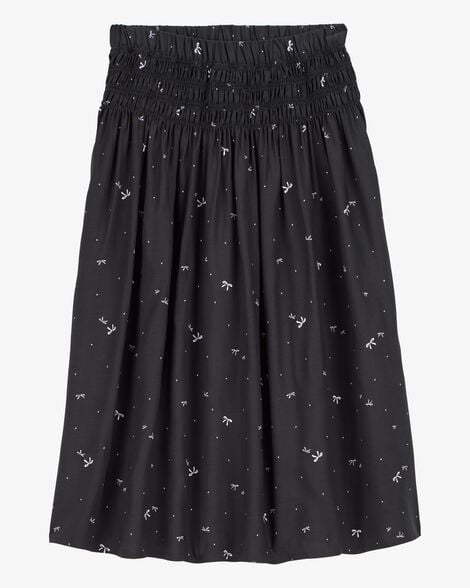 Product image 5 of Kid 2-Piece Pointelle Tee & Bow Print Maxi Skirt Set - Black/White