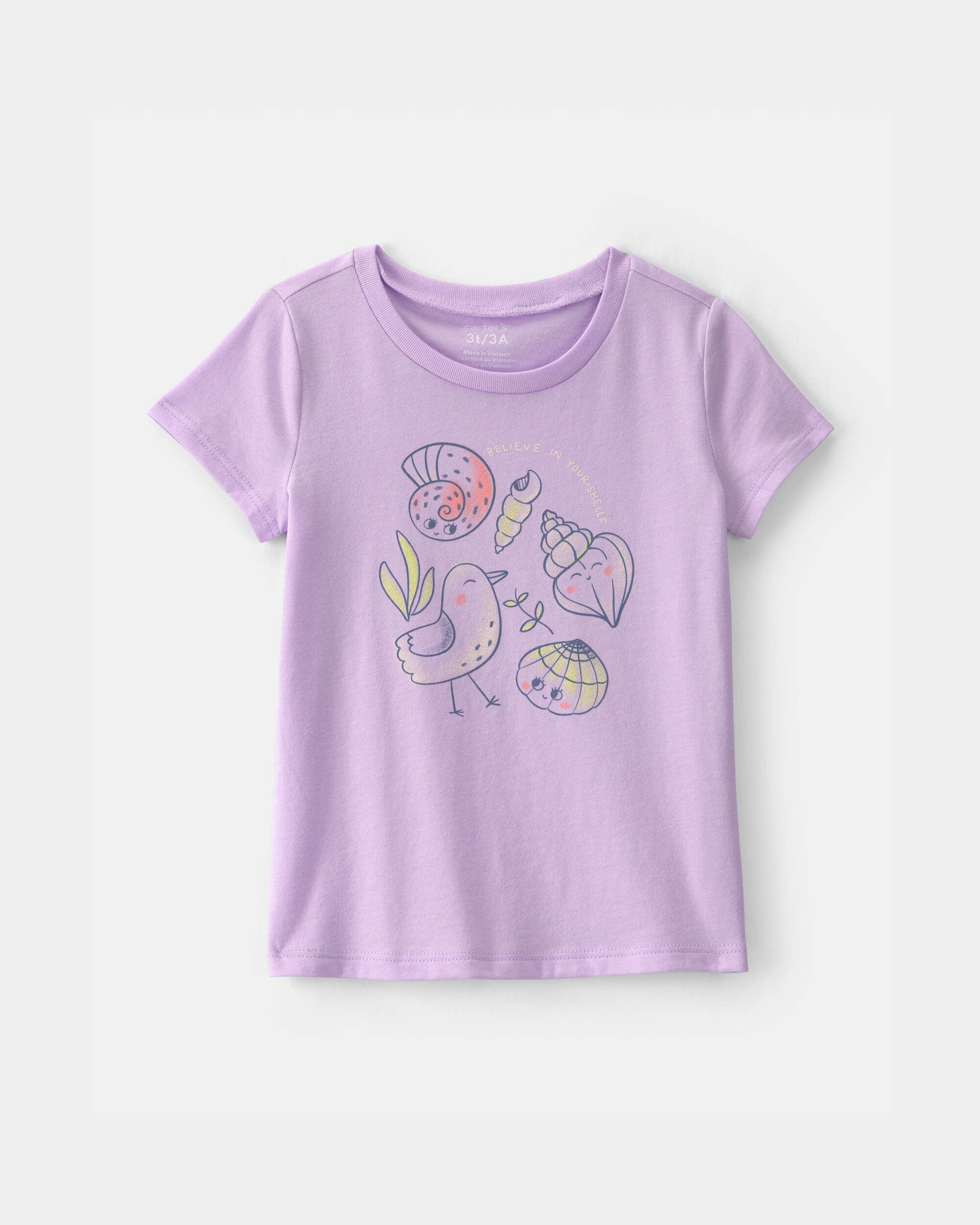 Carter's toddler girl 'believe in your-shellf' graphic tee 2T Lavender