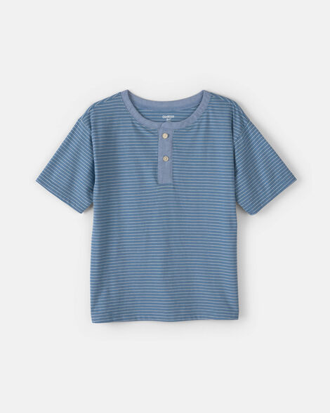 Boys Stripe Henley Tee - Blue