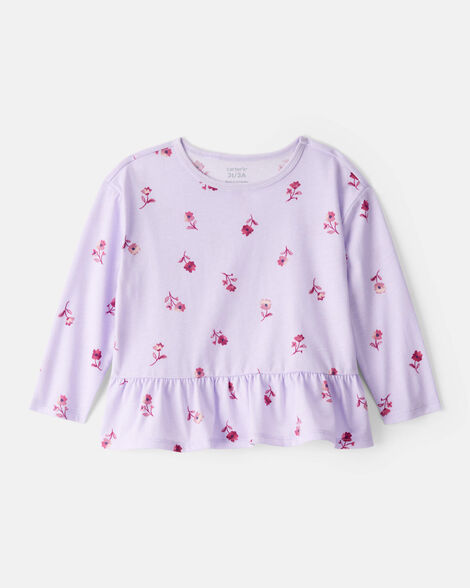 toddler girl floral long-sleeve top - purple