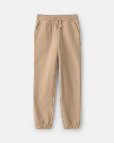 Kids Drawstring Knit Joggers - Beige