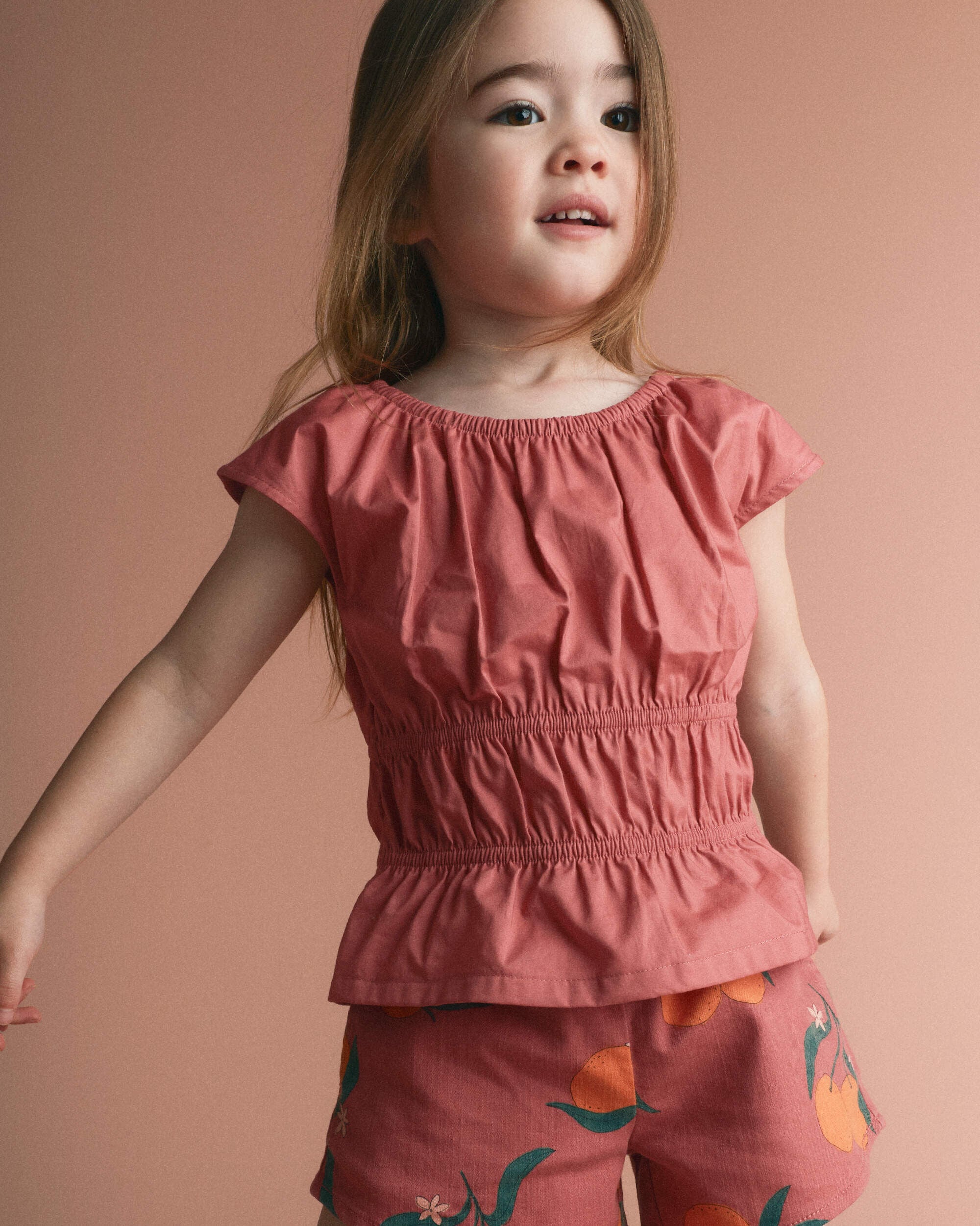 Otter Avenue Toddler Girl Elastic Waist Peplum Top 12M Rose 22$