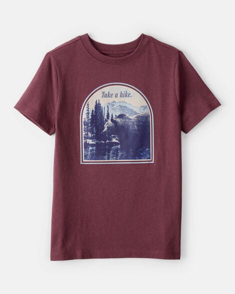 Boys Take A Hike Mountain Short-Sleeve Graphic Tee - Burgundy