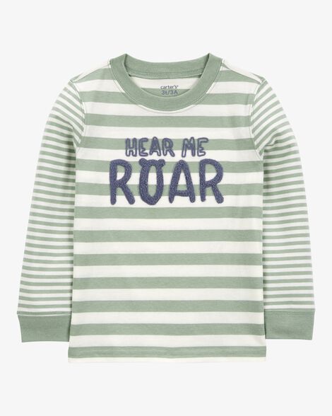 Product image 1 of Toddler Hear Me Roar Striped Long-Sleeve Graphic Tee