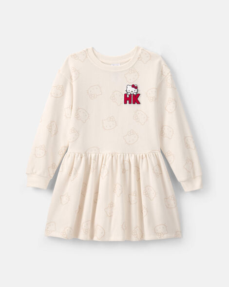 girls hello kitty® long-sleeve layered dress - cream