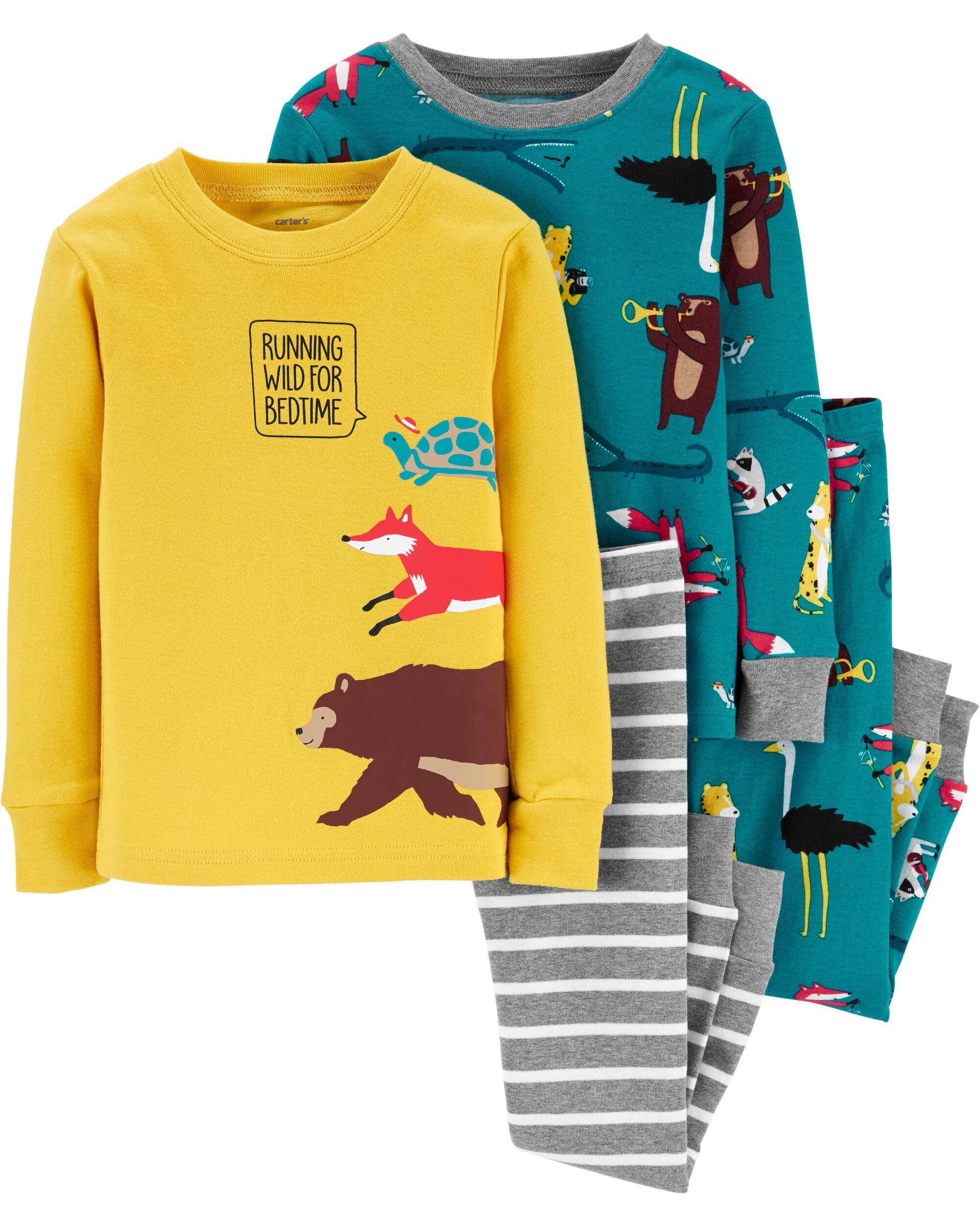 3T, Running Wild Carters Boys 4-Piece Snug Fit Cotton PJs