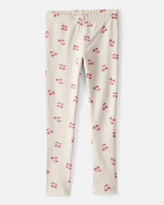 Girls Cherry Print Active Leggings - Pink