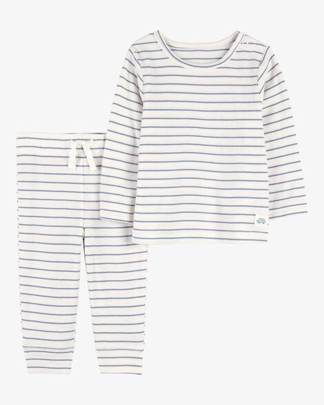  Product image 1 of Baby 2-Piece Striped Pant Set - Blue/Ivory