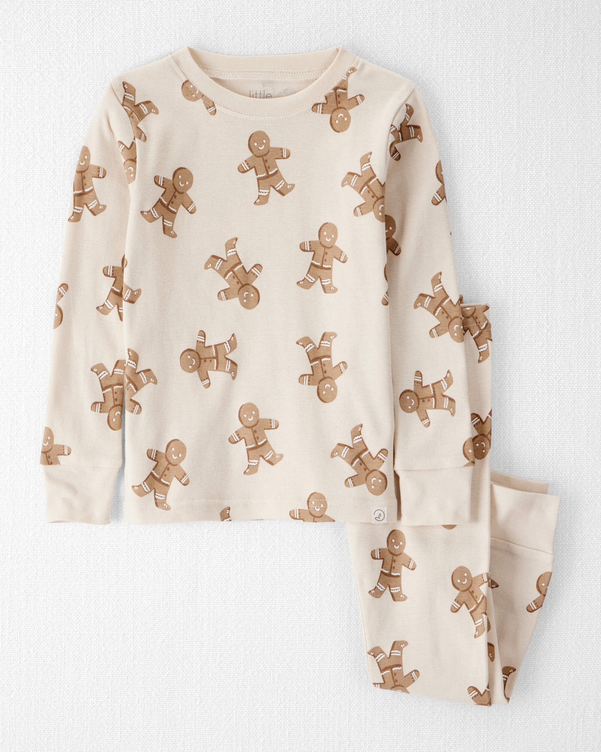 Toddler Organic Cotton Pajamas Set Gingerbread Man Print