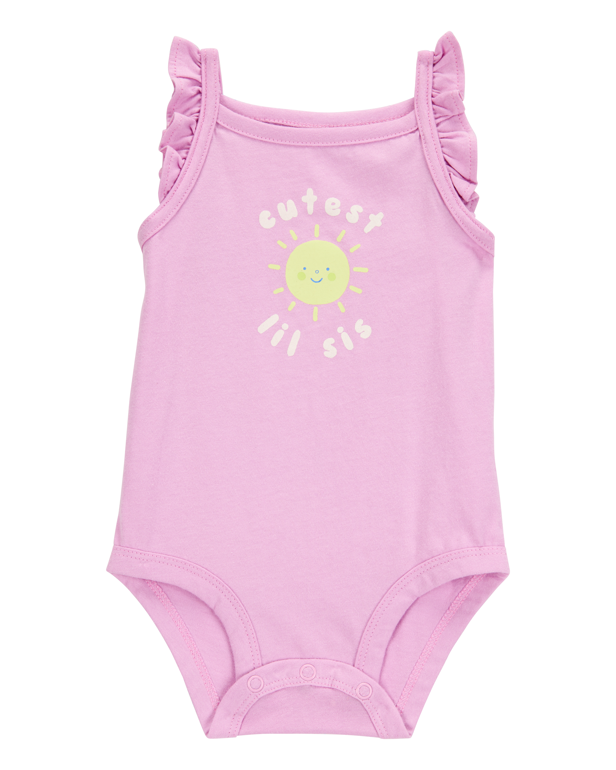 Baby Lil Sis Flutter-Sleeve Bodysuit - Pink