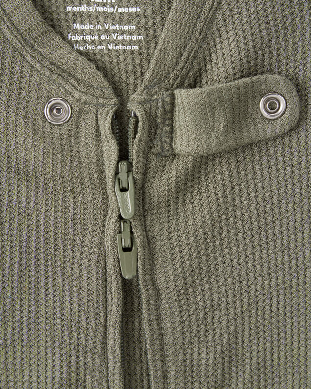 Product image 2 of Baby Boy PurelySoft Long-Sleeve 2-Way Zip 1-Piece Pajamas - Green