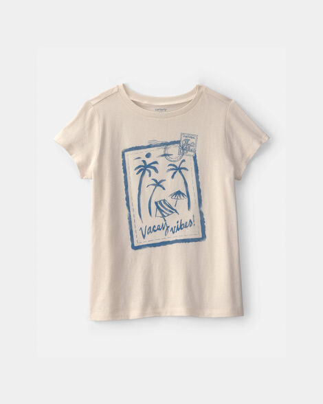 girls 'vacay vibes' beach graphic tee - ivory