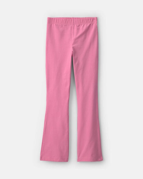 girls pull-on stretch flare leggings - pink