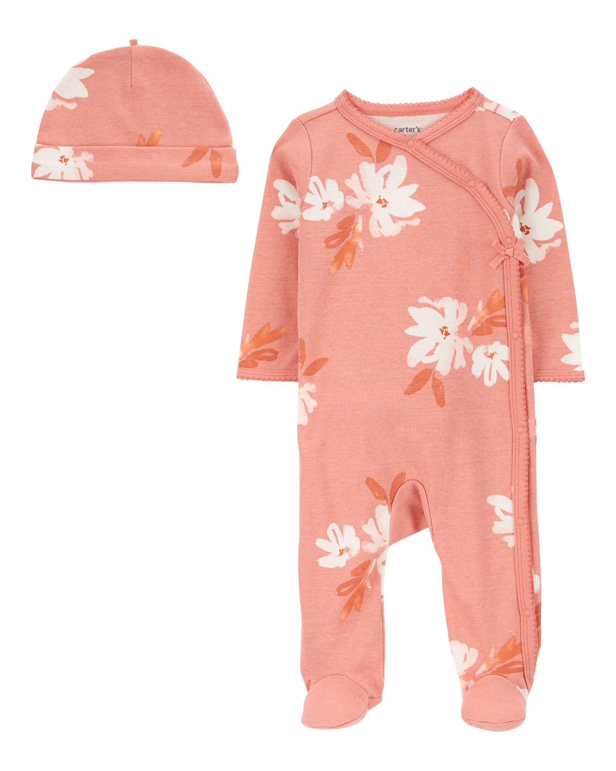 Baby 2-Piece Floral Sleep & Play Pajamas and Cap Set