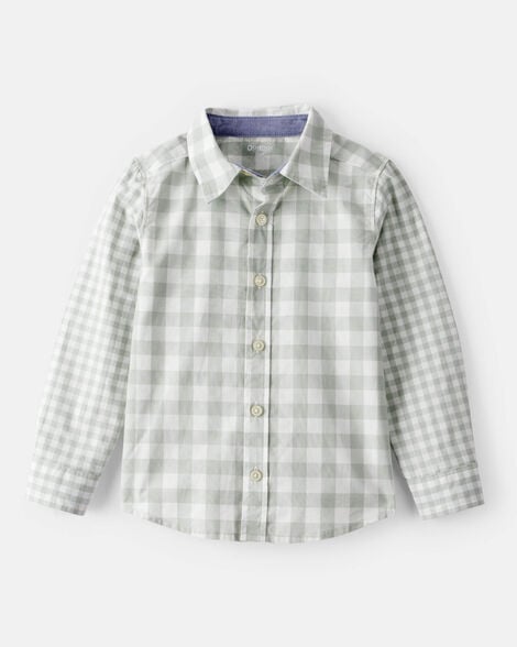 Toddler Boy Long-Sleeve Plaid Button Down Shirt - Green