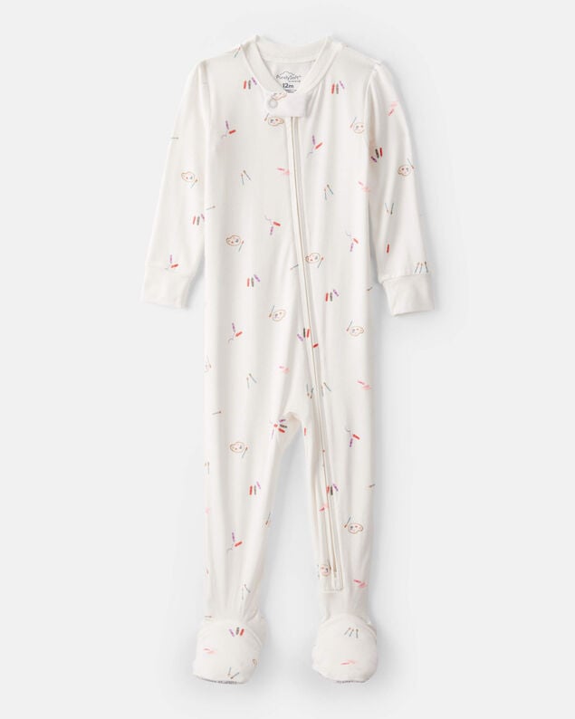 Baby Girl Peppermint Print DreamPlush Long-Sleeve Snug Fit 1-Piece Pajamas - Pink