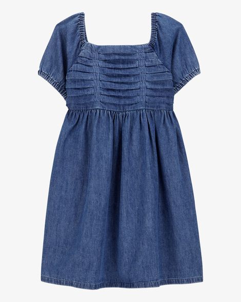Product image 1 of Kid Smocked Iconic Denim Dress - Blue