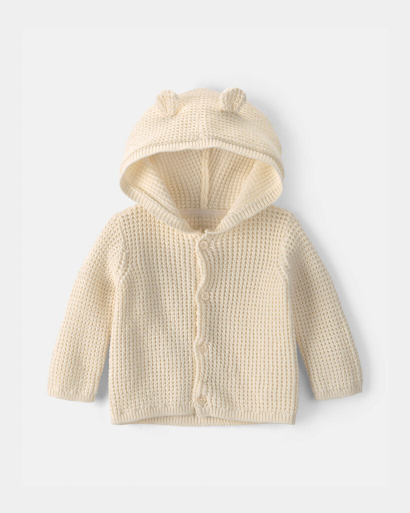 Carter's Baby Girls' and Boys' Bear Ears Long-Sleeve Hooded Sweater - Ivory